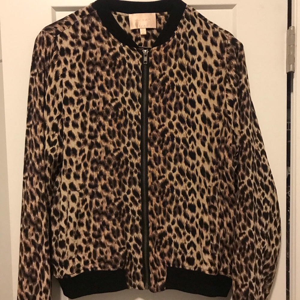 Skies Are Blue Leopard Bomber Jacket- Medium